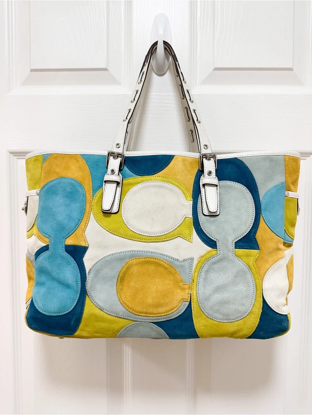 Coach Gallery Tote Optic Signature‎ Suede Patchwork Multicolor Bag Ltd Edition